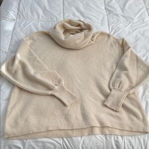Free People Cashmere Cozy Cream Turtleneck Sweater